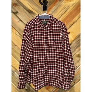 Woolrich Flannel Shirt Mens Large Red Black Plaid Long Sleeve Button Up